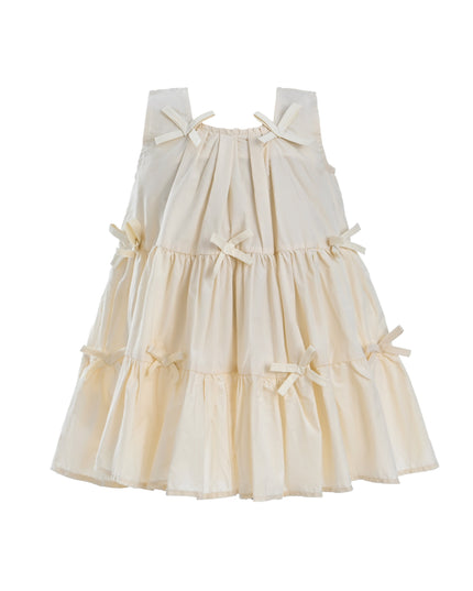Beige Tiered Ribbon Sleeveless Dress
