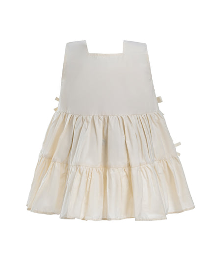 Beige Tiered Ribbon Sleeveless Dress