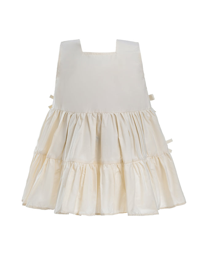 Beige Tiered Ribbon Sleeveless Dress