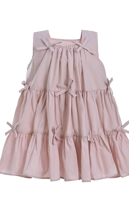 Pink Tiered Ribbon Sleeveless Dress