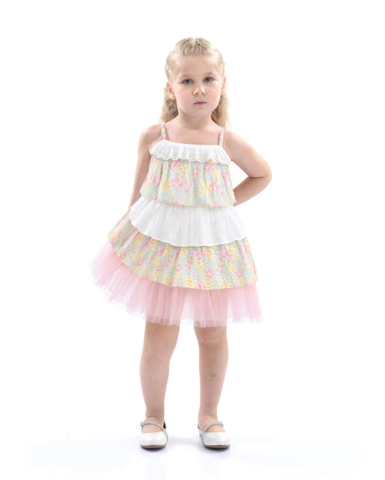 Yellow Tiered Warm Floral Dress Set