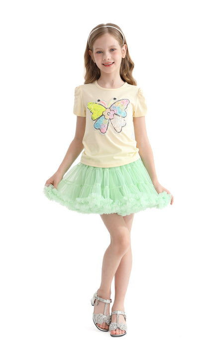 Green Pastel Bow Tulle Skirt