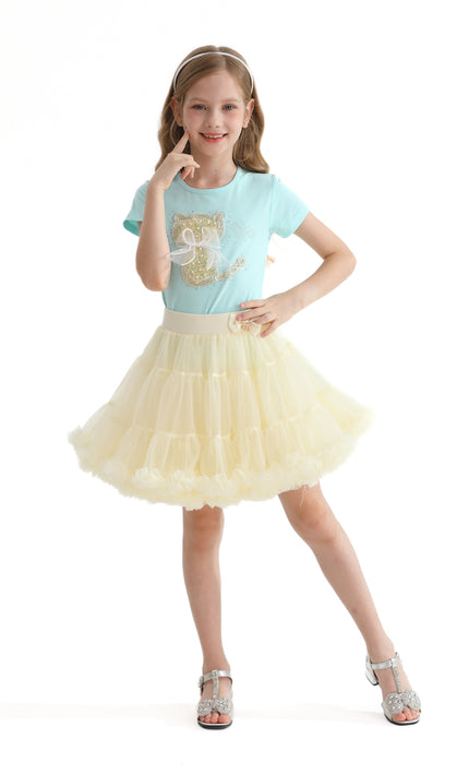Yellow Pastel Bow Tulle Skirt