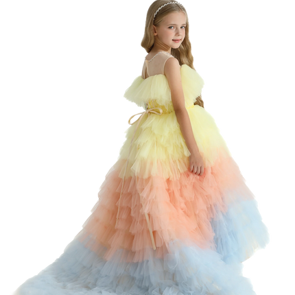 Yellow Tiered Pastel Ruffle Callecita Dress