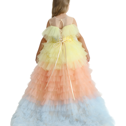 Yellow Tiered Pastel Ruffle Callecita Dress