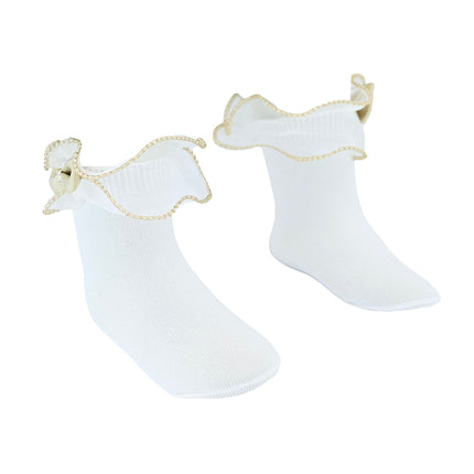 Gold Trim Bow Tulle Socks