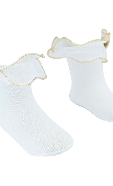 Gold Trim Bow Tulle Socks