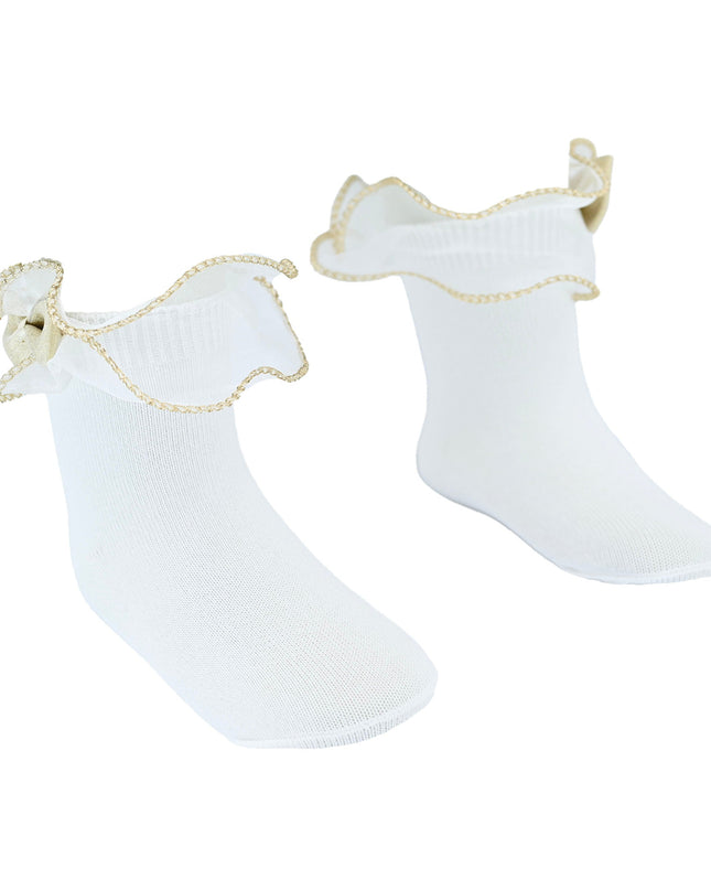 Gold Trim Bow Tulle Socks