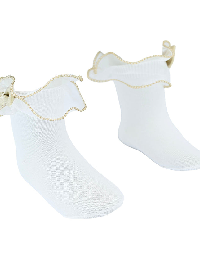 Gold Trim Bow Tulle Socks