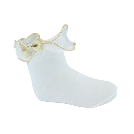 Gold Trim Bow Tulle Socks