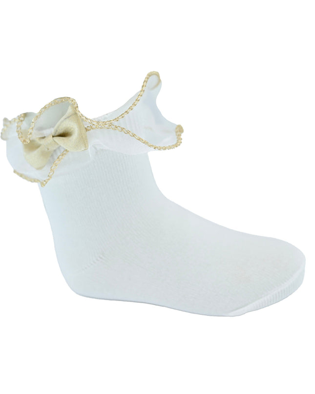 Gold Trim Bow Tulle Socks