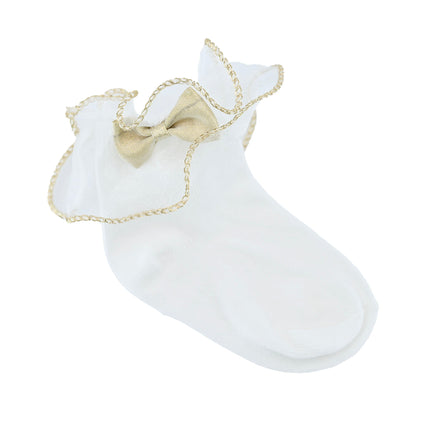 Gold Trim Bow Tulle Socks