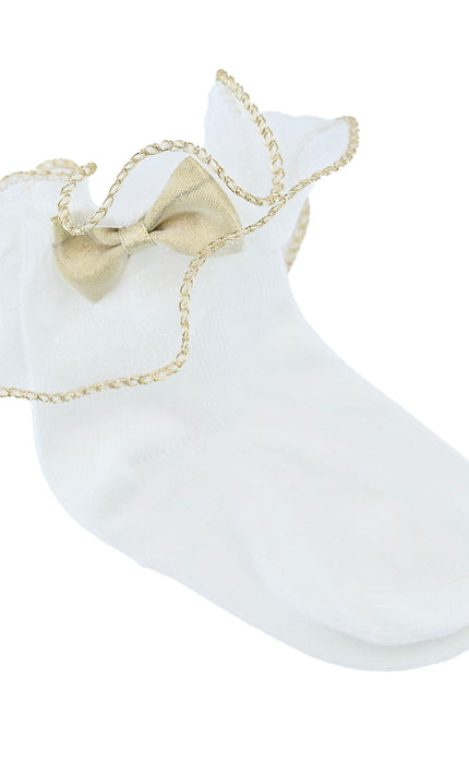Gold Trim Bow Tulle Socks