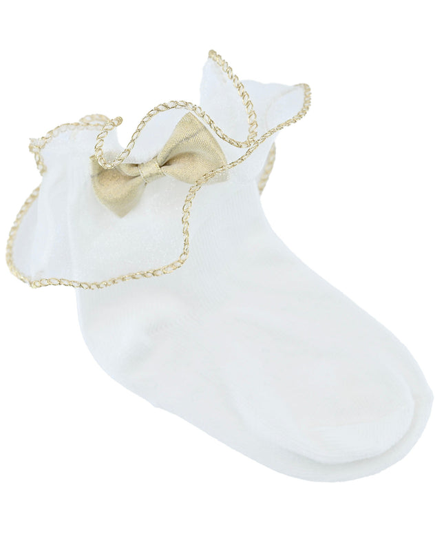 Gold Trim Bow Tulle Socks
