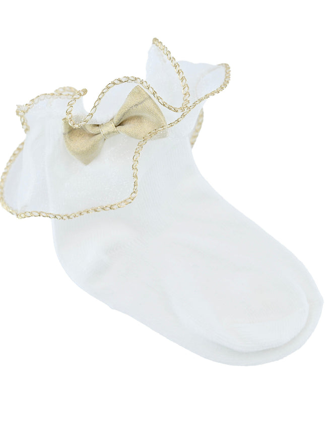 Gold Trim Bow Tulle Socks