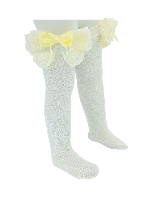 Embroidered Ribbon Bow Long Socks