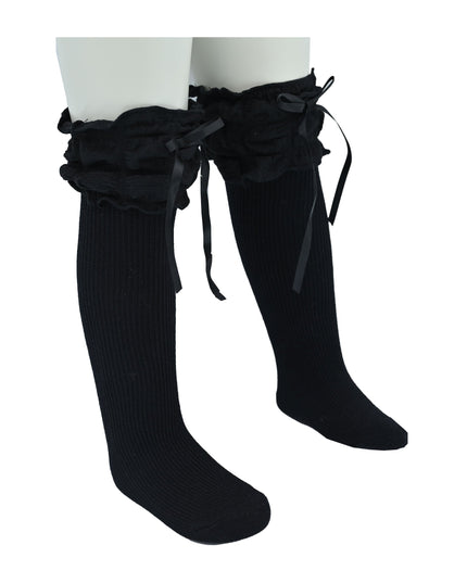 Ruffled Ribbon Long Socks