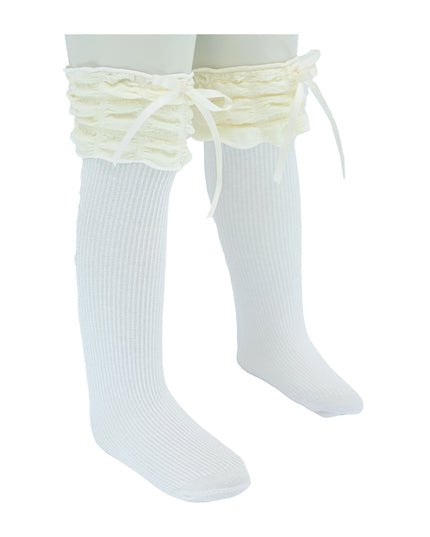 Ruffled Ribbon Long Socks