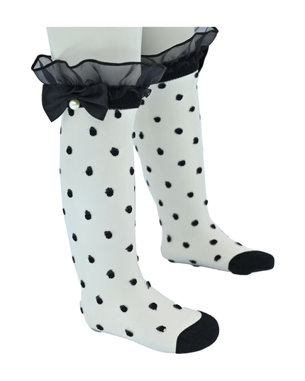 Transparent Polka-Dot Bow Trim Socks