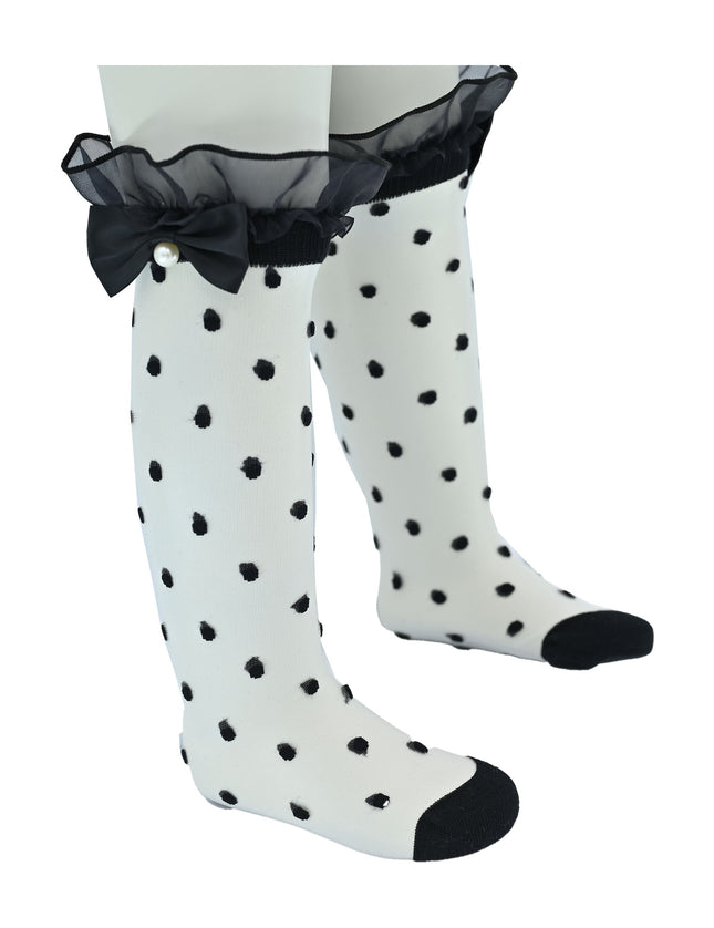 Transparent Polka-Dot Bow Trim Socks