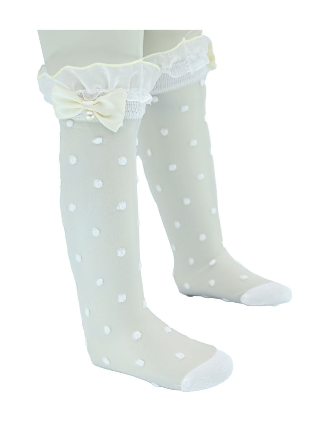 Transparent Polka-Dot Bow Trim Socks