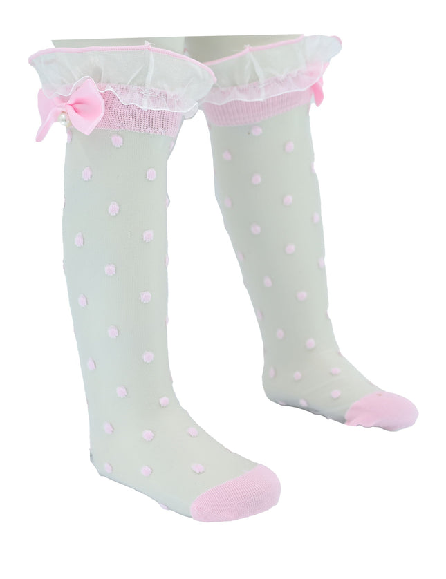 Transparent Polka-Dot Bow Trim Socks