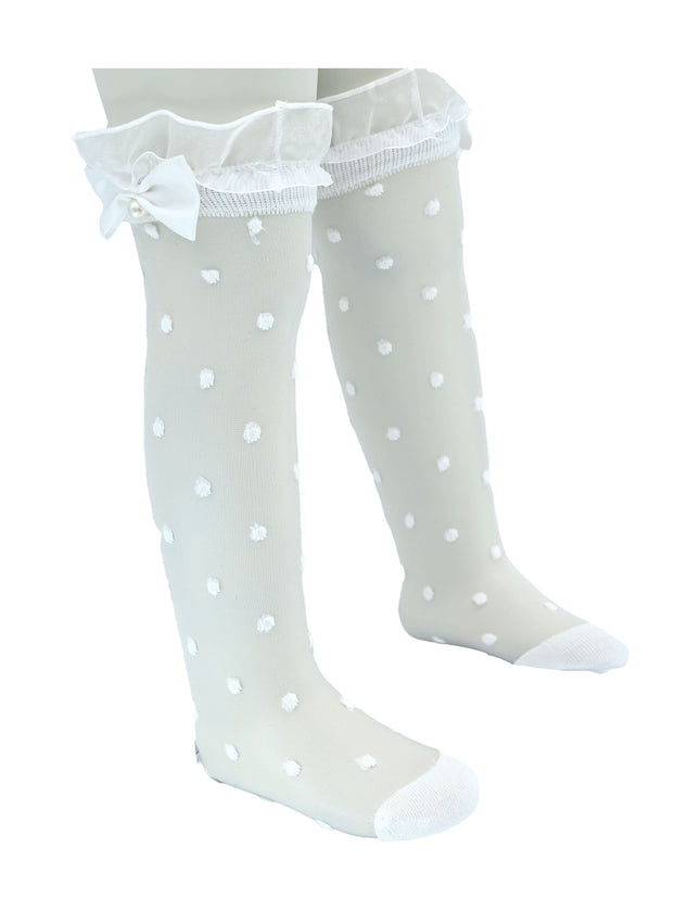 Transparent Polka-Dot Bow Trim Socks