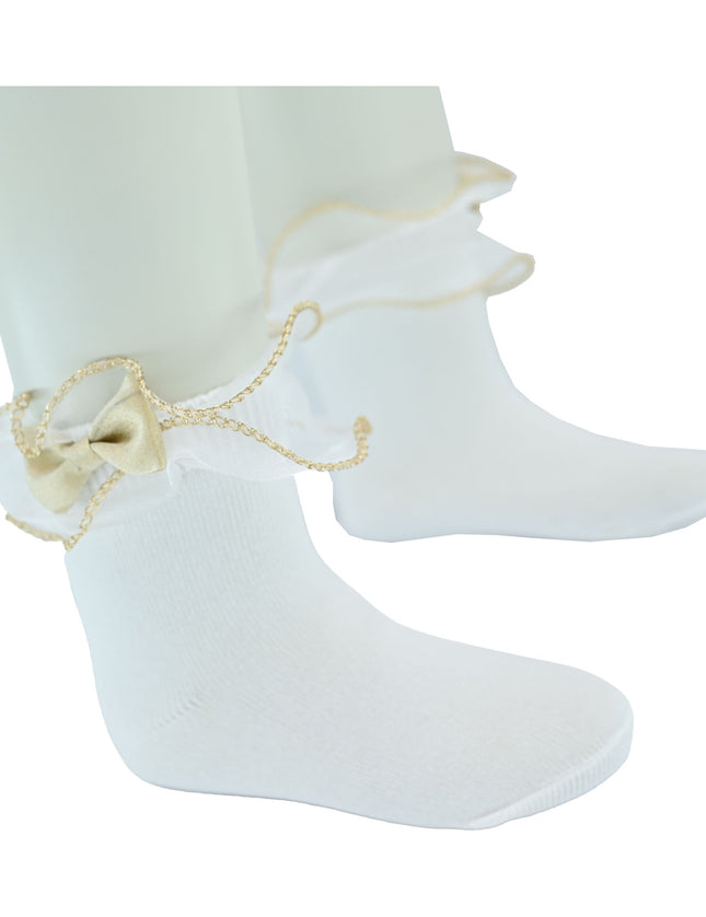 Gold Trim Bow Tulle Socks