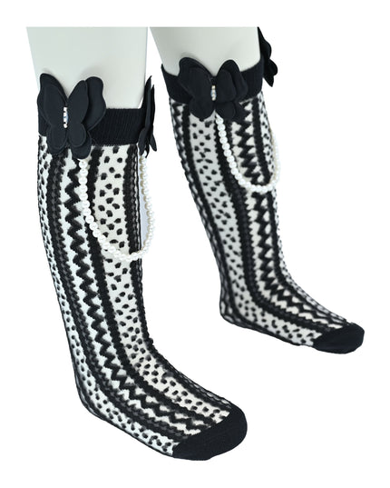 Butterfly Lace Pearl Link Socks