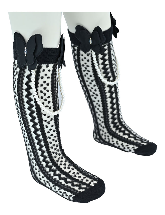 Butterfly Lace Pearl Link Socks