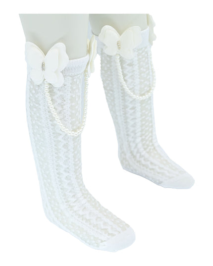 Butterfly Lace Pearl Link Socks