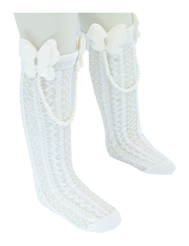 Butterfly Lace Pearl Link Socks
