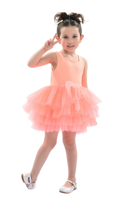 Orange Coral Solid Tutu Dress