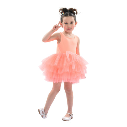 Orange Coral Solid Tutu Dress