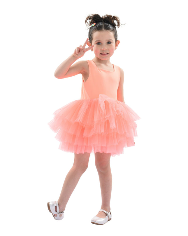 Orange Coral Solid Tutu Dress