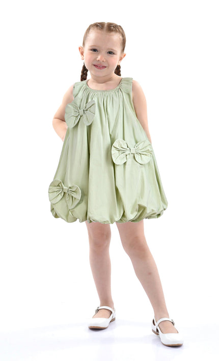 Sage Sleeveless Bow Dress