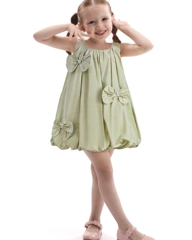 Sage Sleeveless Bow Dress