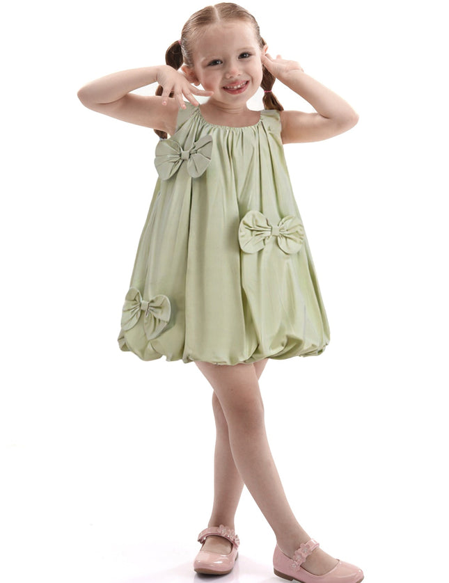 Sage Sleeveless Bow Dress