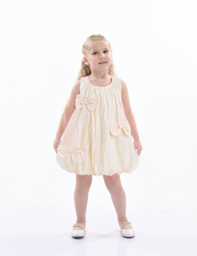 Ivory Sleeveless Bow Dress