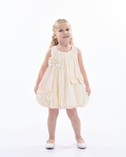 Ivory Sleeveless Bow Dress