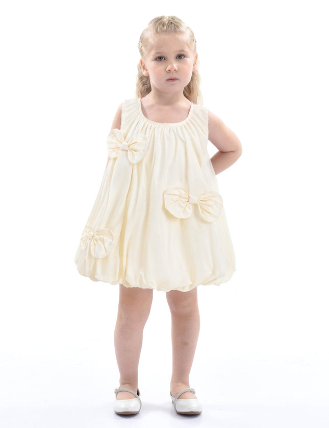 Ivory Sleeveless Bow Dress