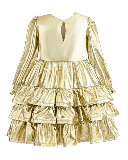kids atelier mimi tutu Gold Metallic Ruffle Party Dress