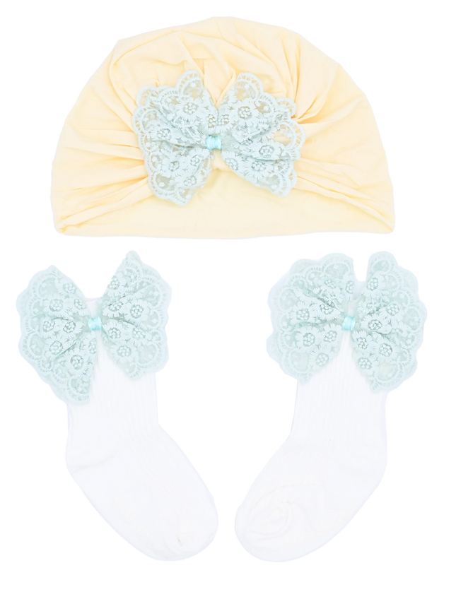 Kidsatelier-Tulleen-MTBGS4203-teal-lace-bow-and-yellow-white-gift-set