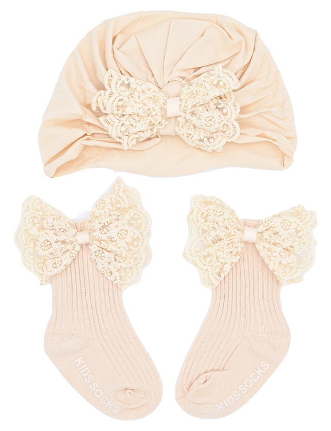 Beige Lace Bow Gift Set