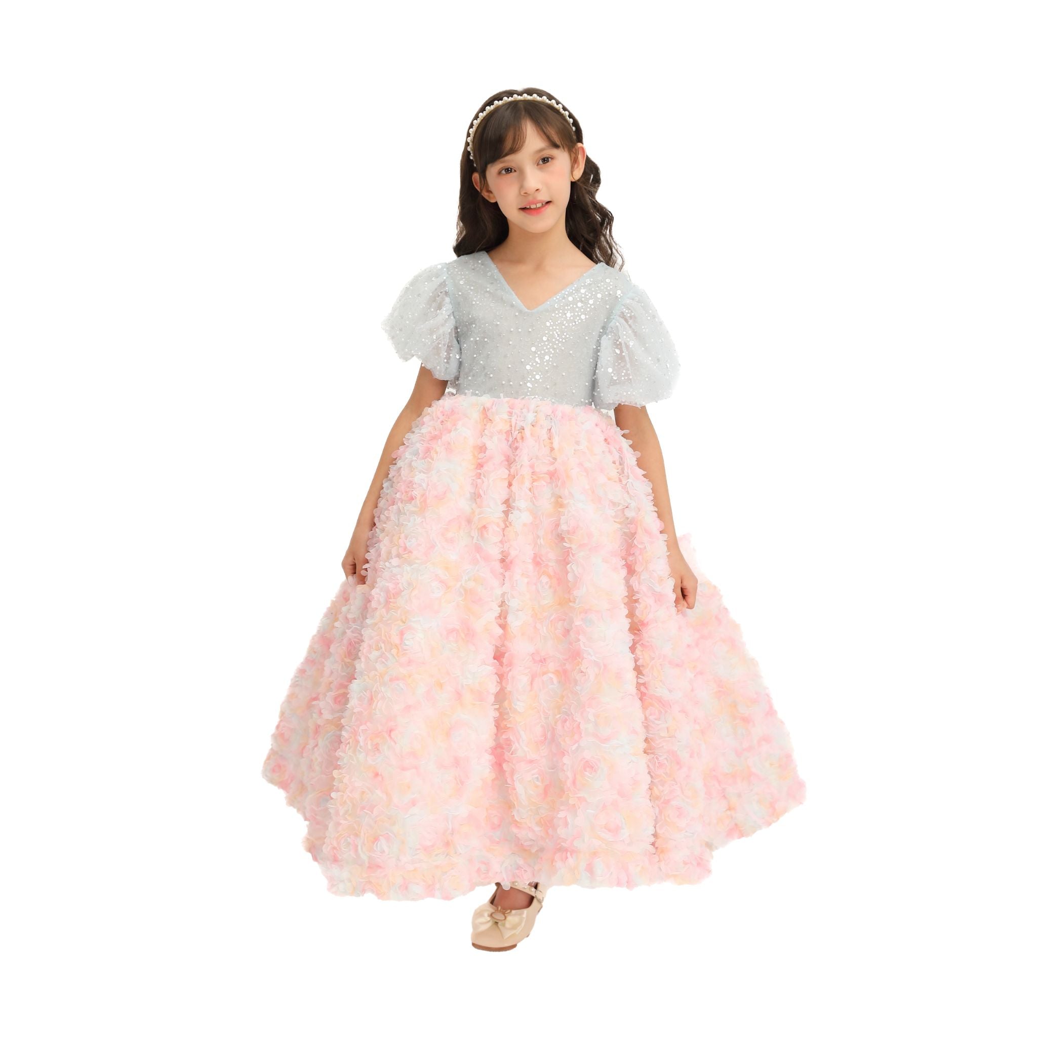 Blue Pastel Pink Floral Latona Dress Blue Pastel Pink Floral Latona Dress