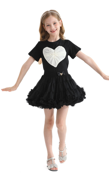 Black Pearl Heart Applique T-Shirt