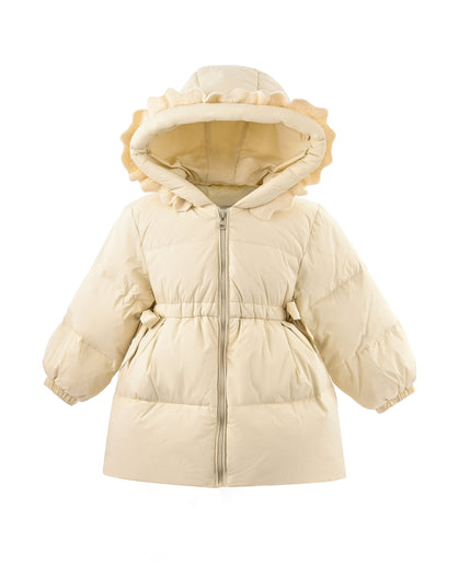 kids atelier mimitutu Beige Ruffle-Hood Coat with Matching Scarf