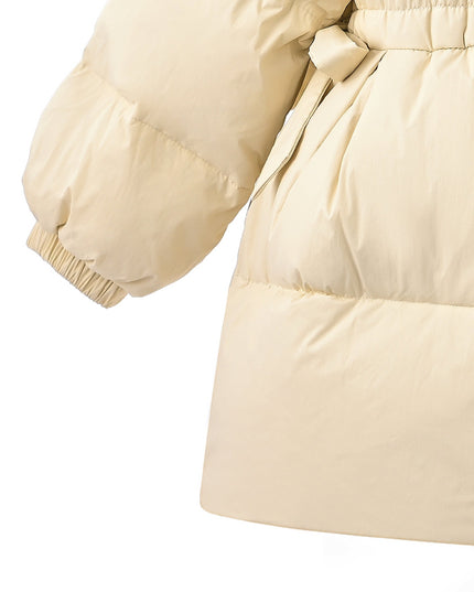 kids atelier mimitutu Beige Ruffle-Hood Coat with Matching Scarf