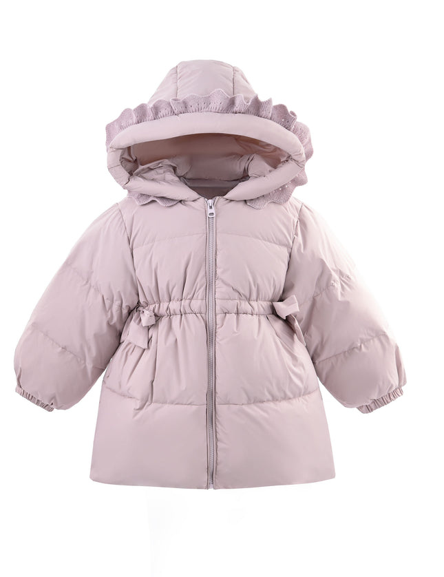 kids atelier mimitutu purple Ruffle-Hood Coat with Matching Scarf