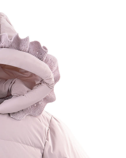 kids atelier mimitutu purple Ruffle-Hood Coat with Matching Scarf